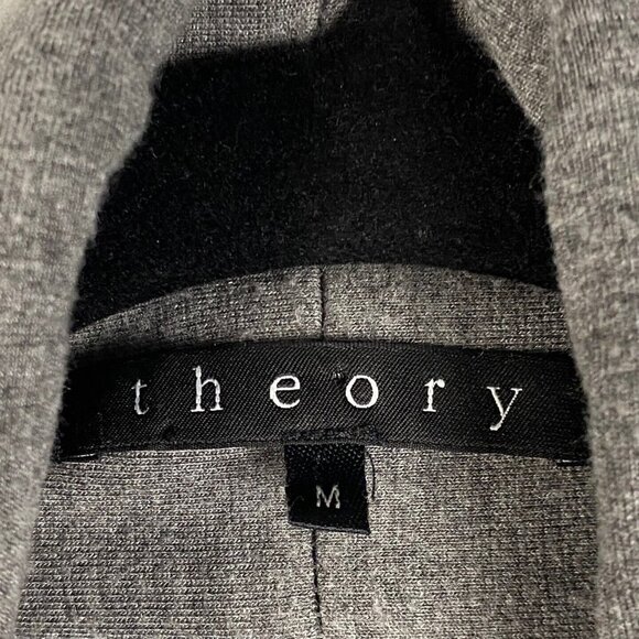 Theory Ashbey Blazer Cardigan Size Medium Gray Open Front 3/4 Sleeves - Picture 4 of 9